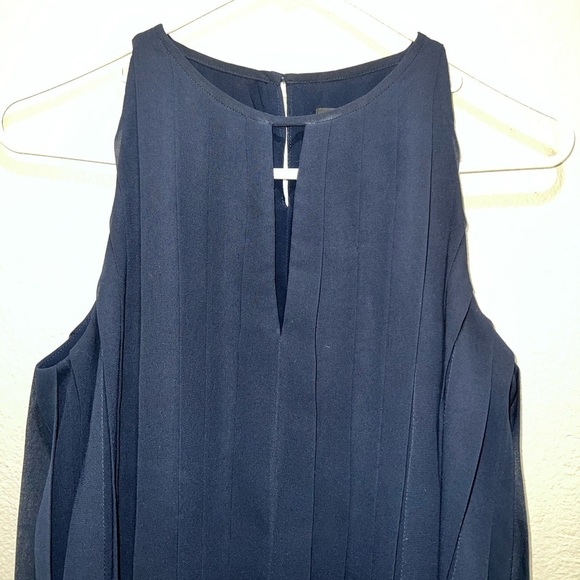 J Crew Navy Blue Pleated Top Blouse - Picture 2 of 5